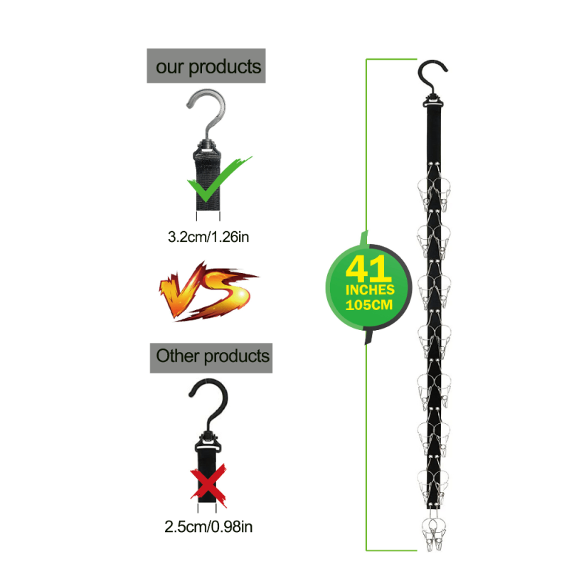 Hat Clip Storage Rack Over Door/Wall Hanging Organizer 16 Large Clips