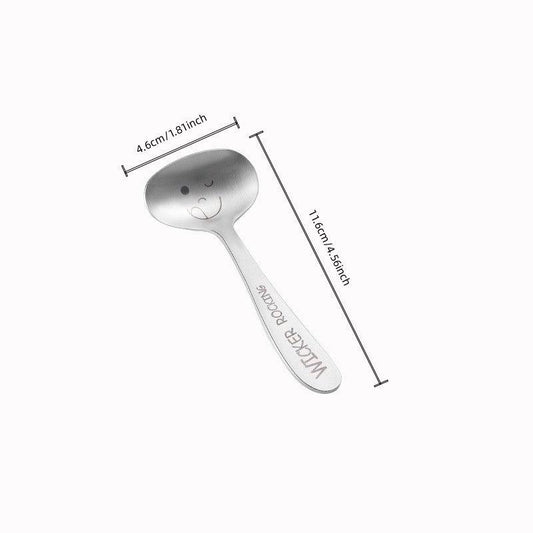 304 Stainless Steel Kids Tableware Set, Fork and Spoon, Happy Face Spoon