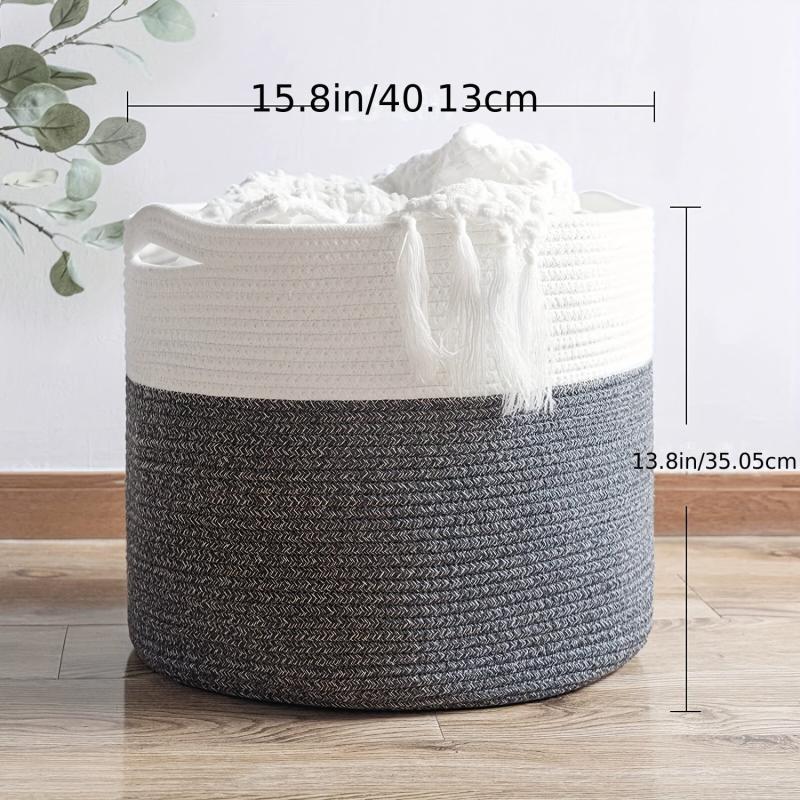 Large Rope Woven Basket 40X40X35cm Baby Laundry Blanket Storage Organizer