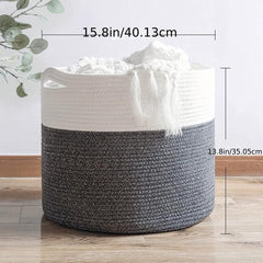 Large Rope Woven Basket 40X40X35cm Baby Laundry Blanket Storage Organizer