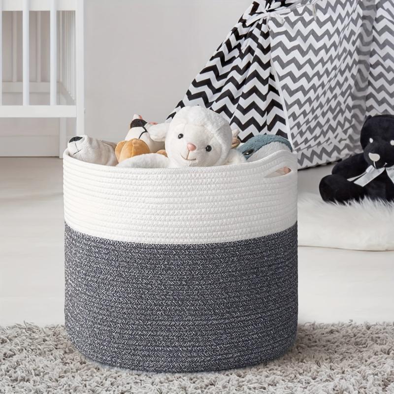 Large Rope Woven Basket 40X40X35cm Baby Laundry Blanket Storage Organizer