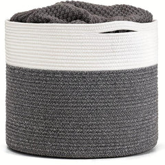 Large Rope Woven Basket 40X40X35cm Baby Laundry Blanket Storage Organizer