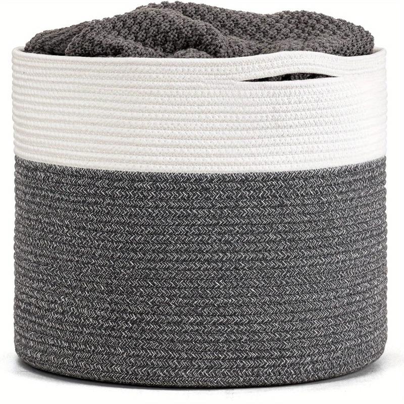 Large Rope Woven Basket 40X40X35cm Baby Laundry Blanket Storage Organizer
