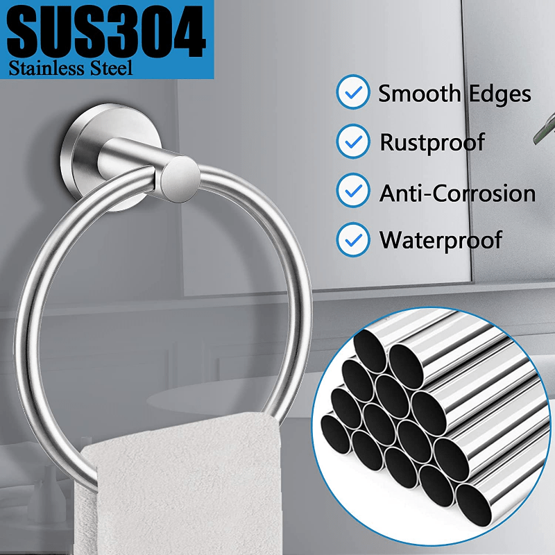 Stainless Steel Bathroom Towel Ring Wall Mounted Heavy Duty Holder