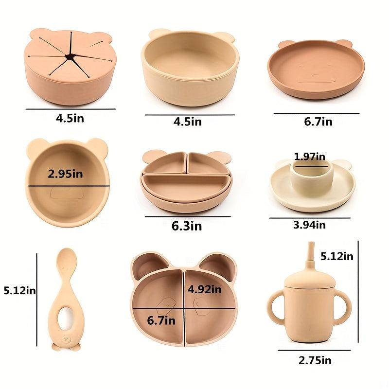 Silicone Tableware Set for Kids - Dinner Plate Divider and Baby Dinner Plate