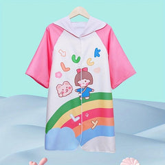 Kids Quick-Drying Hooded Beach Towel Absorbent Bathrobe for Boys and Girls