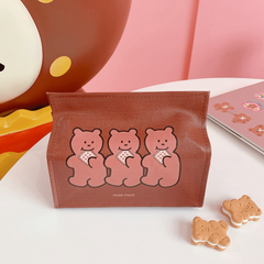 Waterproof Smiley Cookie Bear Tissue Storage Box for Home