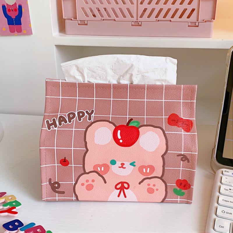 Waterproof Smiley Cookie Bear Tissue Storage Box for Home