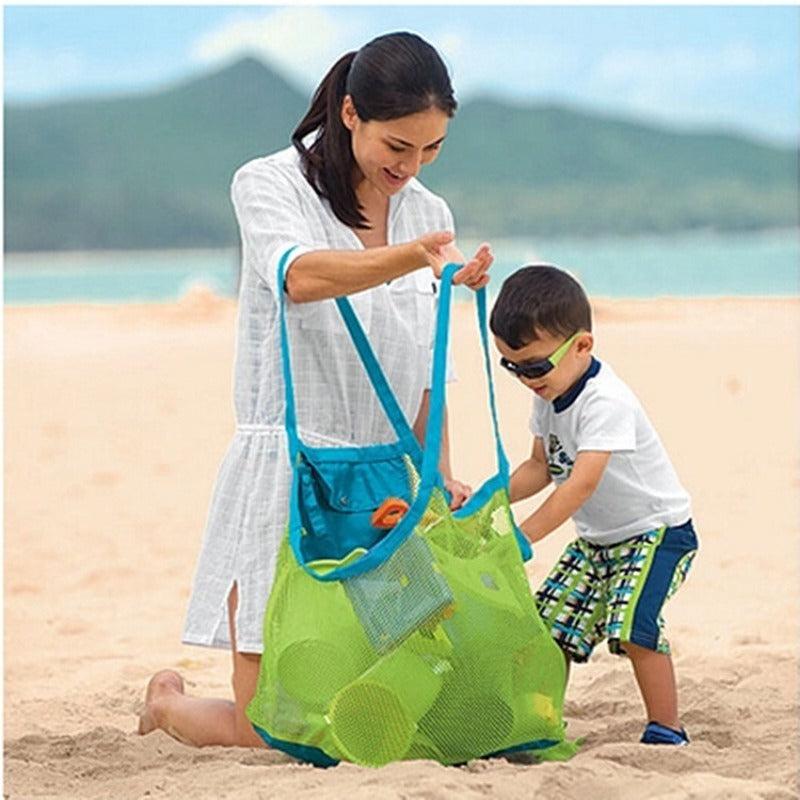 Kids Beach Bag Toy Storage Sand Digging Tool Clothes Towel Outdoor Mesh Bag