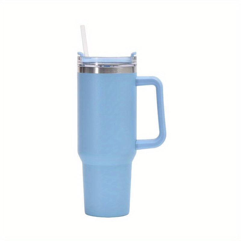 Stainless Steel Vacuum Flask - Insulated Cup with Handle and Straw