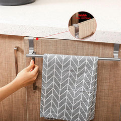 Stainless Steel Over Door Towel Rack Holder Bathroom Kitchen Cabinet Shelf Hook