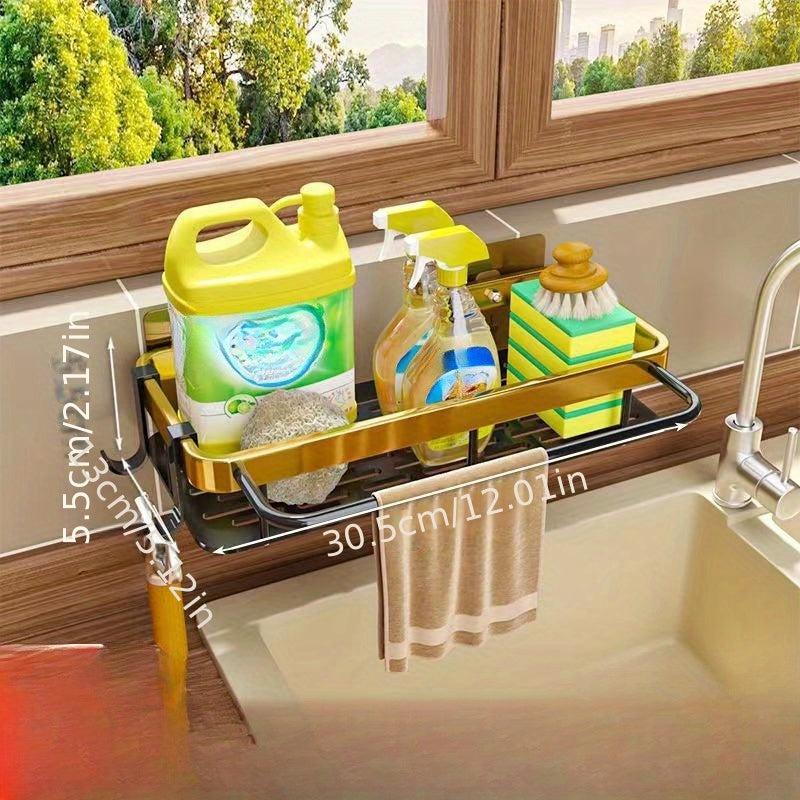 Adhesive Wall Organizer for Kitchen Hanging Rack with Hooks