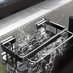 Adhesive Wall Organizer for Kitchen Hanging Rack with Hooks