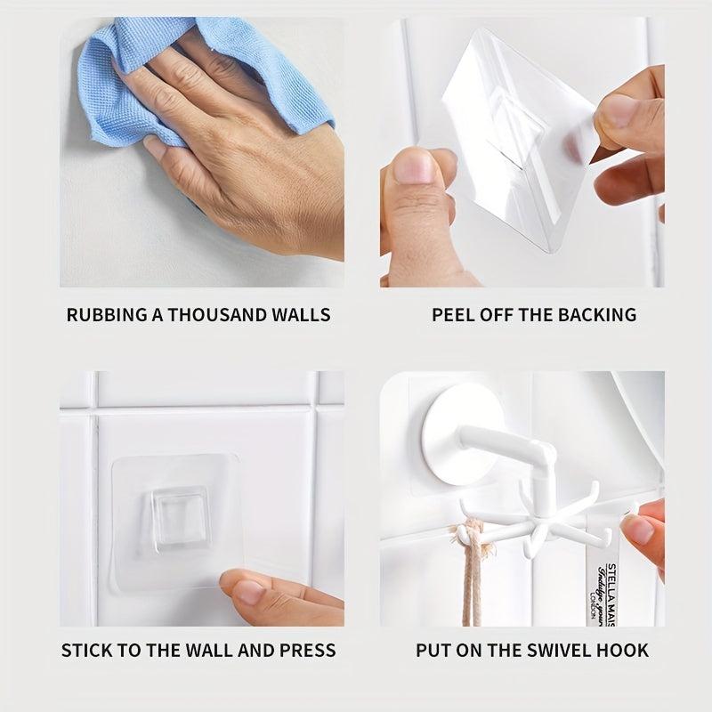 Waterproof 360 Rotating Folding Hook with 6 Claws for Home Bathroom Kitchen
