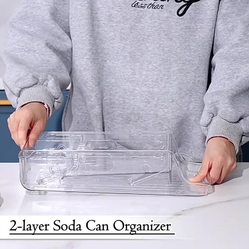 Portable Refrigerator Organizer Bin and Can Dispenser