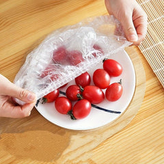 100pcs Disposable Plastic Wrap for Food Storage with Elastic Closure