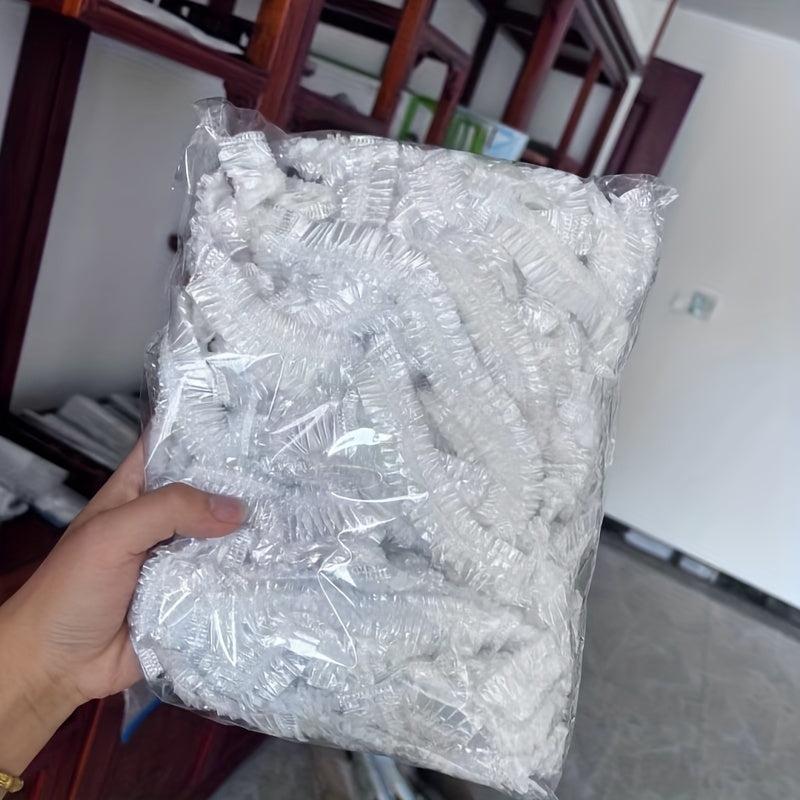 100pcs Disposable Plastic Wrap for Food Storage with Elastic Closure