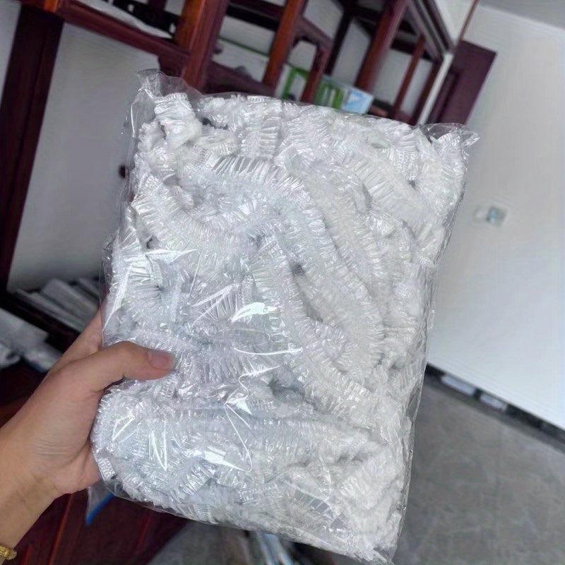 100pcs Disposable Plastic Wrap for Food Storage with Elastic Closure