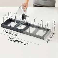 7 Pot and Pan Organizer Rack for Cabinet with Adjustable Dividers