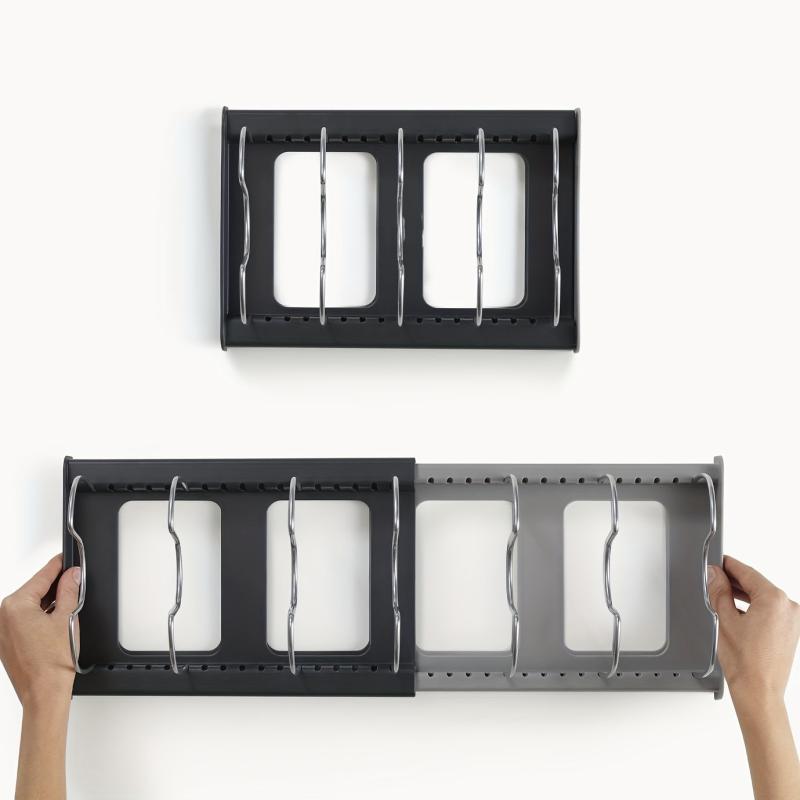 7 Pot and Pan Organizer Rack for Cabinet with Adjustable Dividers