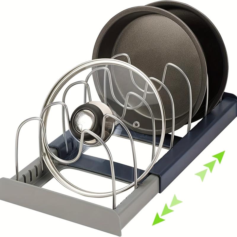 7 Pot and Pan Organizer Rack for Cabinet with Adjustable Dividers