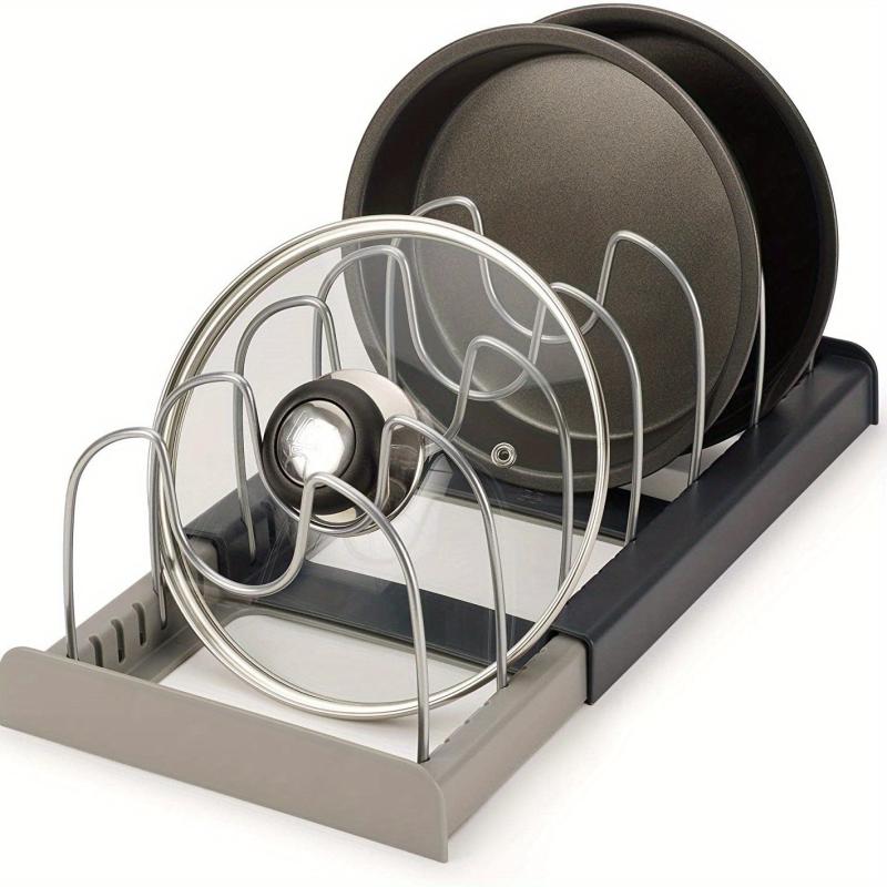 7 Pot and Pan Organizer Rack for Cabinet with Adjustable Dividers