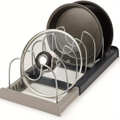 7 Pot and Pan Organizer Rack for Cabinet with Adjustable Dividers