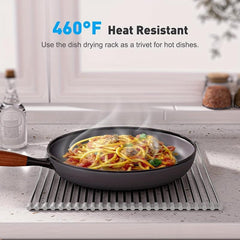 Foldable Stainless Steel Dish Rack for Kitchen Sink Counter