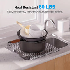 Foldable Stainless Steel Dish Rack for Kitchen Sink Counter