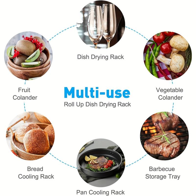 Foldable Stainless Steel Dish Rack for Kitchen Sink Counter