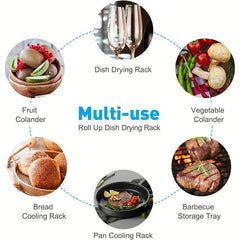 Foldable Stainless Steel Dish Rack for Kitchen Sink Counter