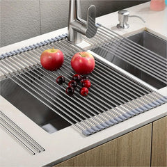 Foldable Stainless Steel Dish Rack for Kitchen Sink Counter
