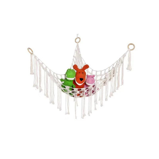 Triangular Toy Net Pocket Woven Tapestry Storage Hammock