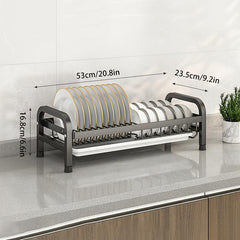 2-Tier Stainless Steel Dish Drying Rack with Drainboard