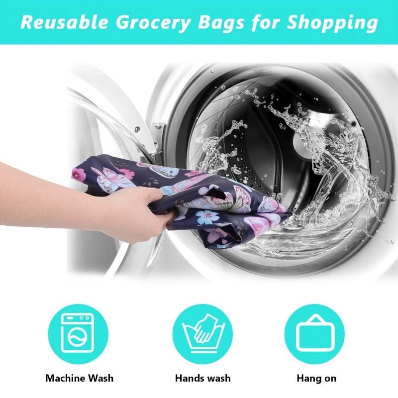 Butterfly Print Shoulder Tote Bag Washable Reusable Shopping Bag