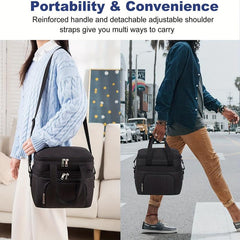 Leakproof Insulated Lunch Bag, Double Deck Lunch Box with Adjustable Strap