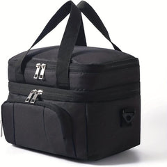 Leakproof Insulated Lunch Bag, Double Deck Lunch Box with Adjustable Strap