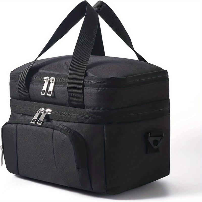 Leakproof Insulated Lunch Bag, Double Deck Lunch Box with Adjustable Strap