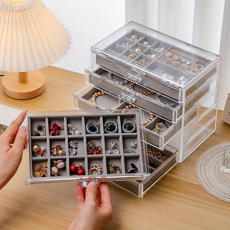 5 Layer Large Capacity Transparent Jewelry Box Organizer Drawer