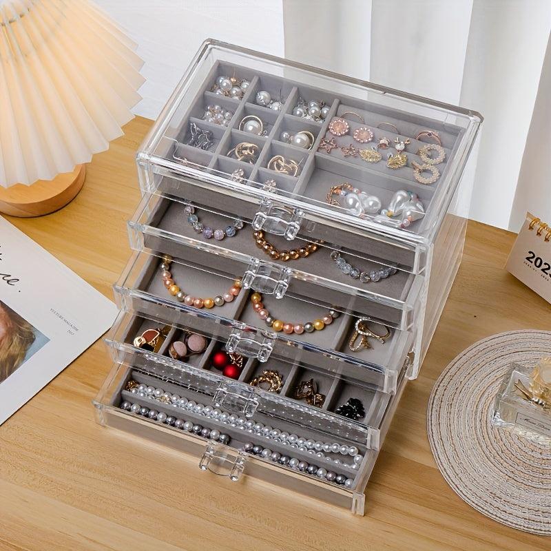 5 Layer Large Capacity Transparent Jewelry Box Organizer Drawer