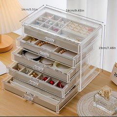 5 Layer Large Capacity Transparent Jewelry Box Organizer Drawer