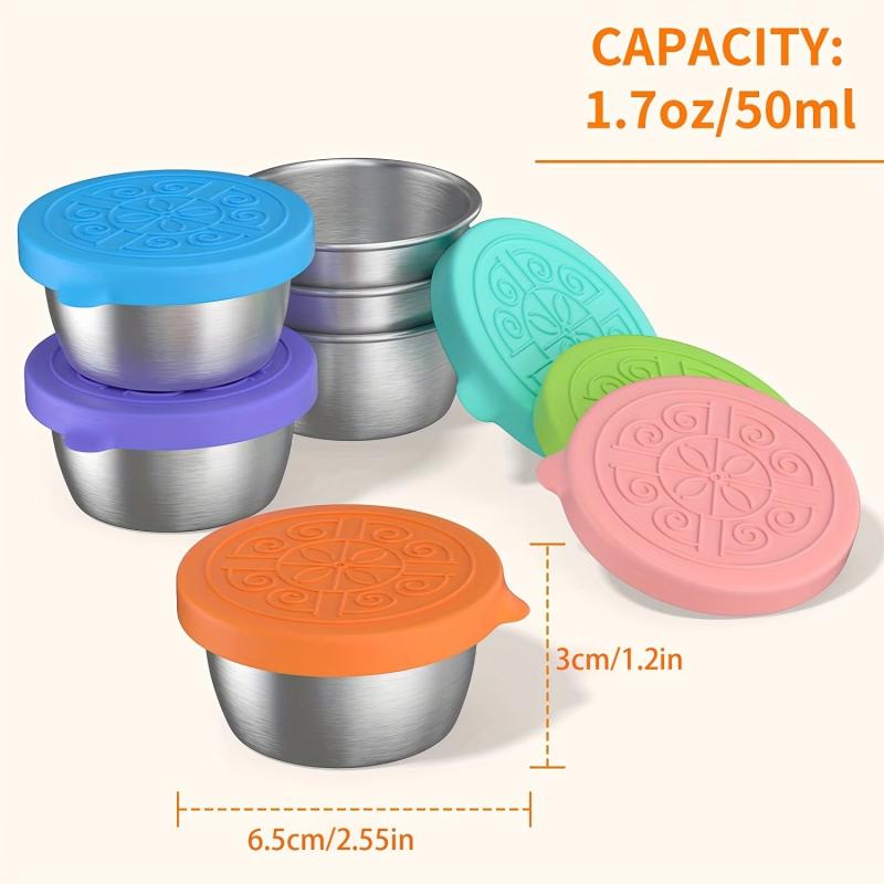 Leakproof Stainless Salad Dressing Containers w/ Silicone Lids - Reusable