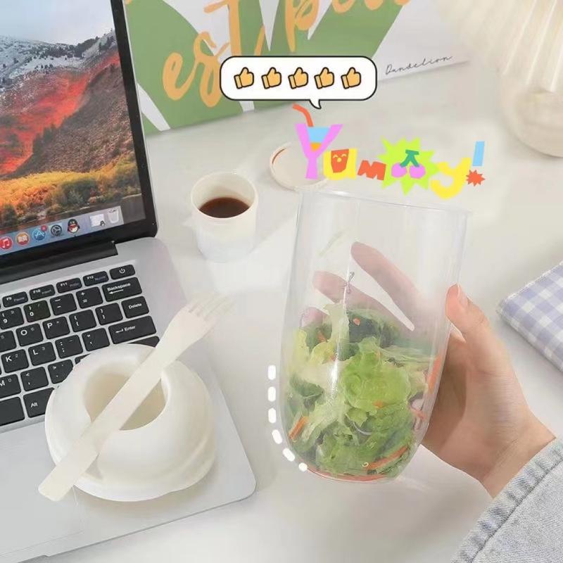 Portable Breakfast Cup Cereal Nut Yogurt Salad Container with Fork