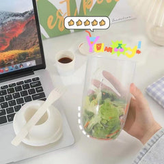 Portable Breakfast Cup Cereal Nut Yogurt Salad Container with Fork