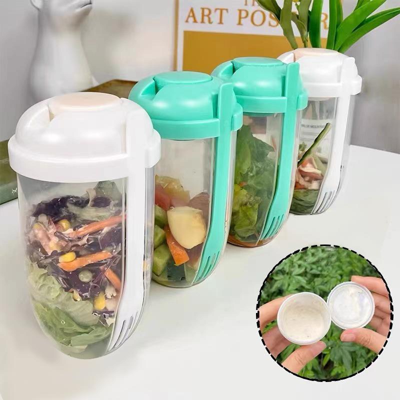 Portable Breakfast Cup Cereal Nut Yogurt Salad Container with Fork