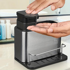 Kitchen Sink Soap Dispenser with Sponge Holder Stainless Steel Organizer