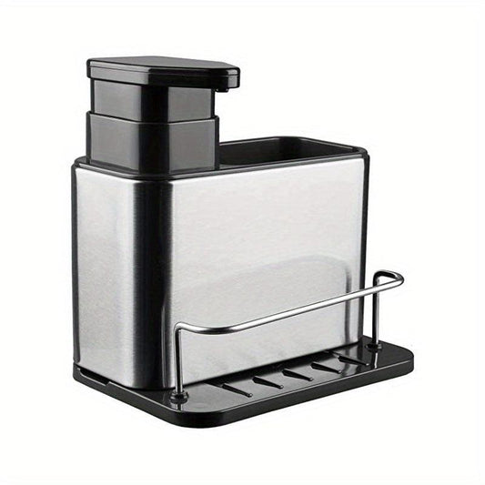 Kitchen Sink Soap Dispenser with Sponge Holder Stainless Steel Organizer