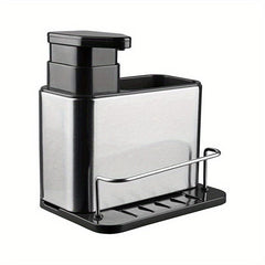Kitchen Sink Soap Dispenser with Sponge Holder Stainless Steel Organizer