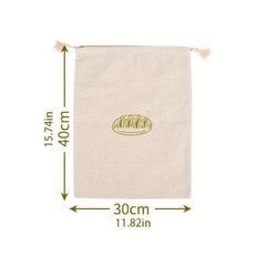 Linen Bread Bag Reusable Drawstring Homemade Craftsman Storage Bag