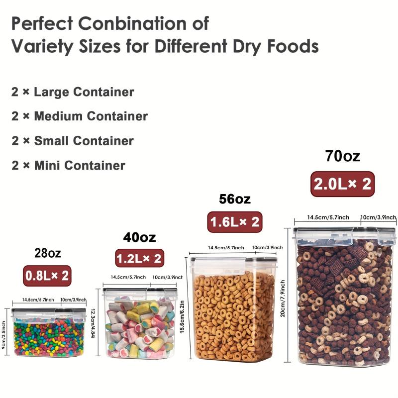 8Pcs Airtight Food Storage Containers BPA-Free Kitchen Pantry Organiza